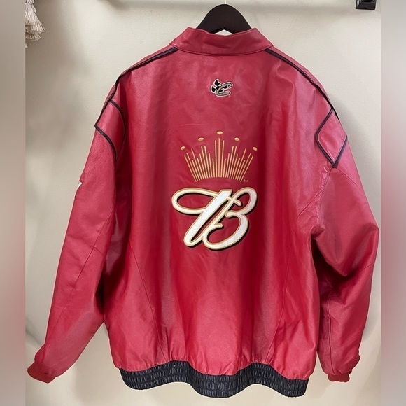 VTG CHASE × DALE JR Size 2XL Leather Red Nascar Bomber Jacket Insulated Race - Picture 3 of 16